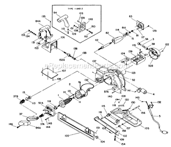 Page A Diagram and Parts List for 653 Type 3 Porter Cable Planer Jointer